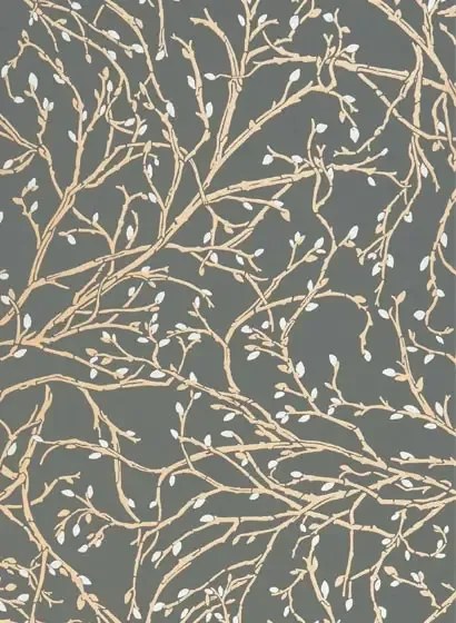 Osborne & Little Carta da parati Twiggy - Black/ Gold/ Silver