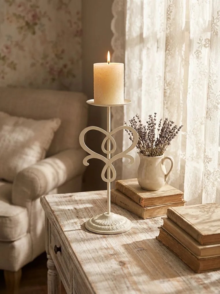 porta candela stile provenzale in ferro verniciato