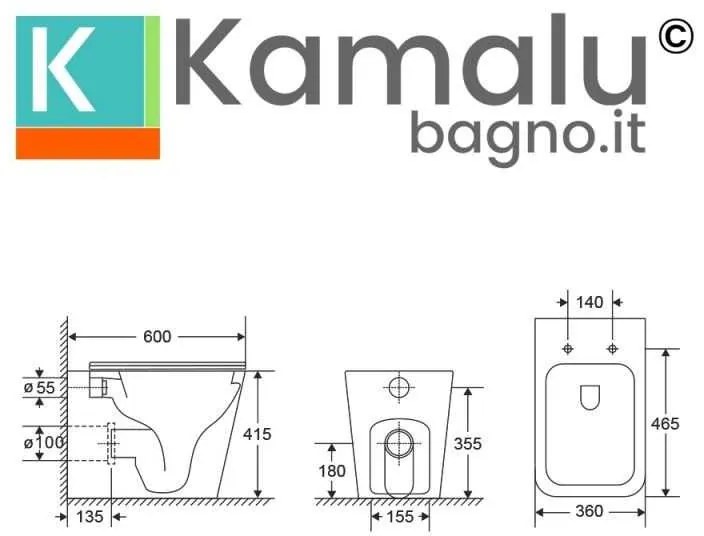 Kamalu - sanitari bagno filomuro senza brida | litos-tf