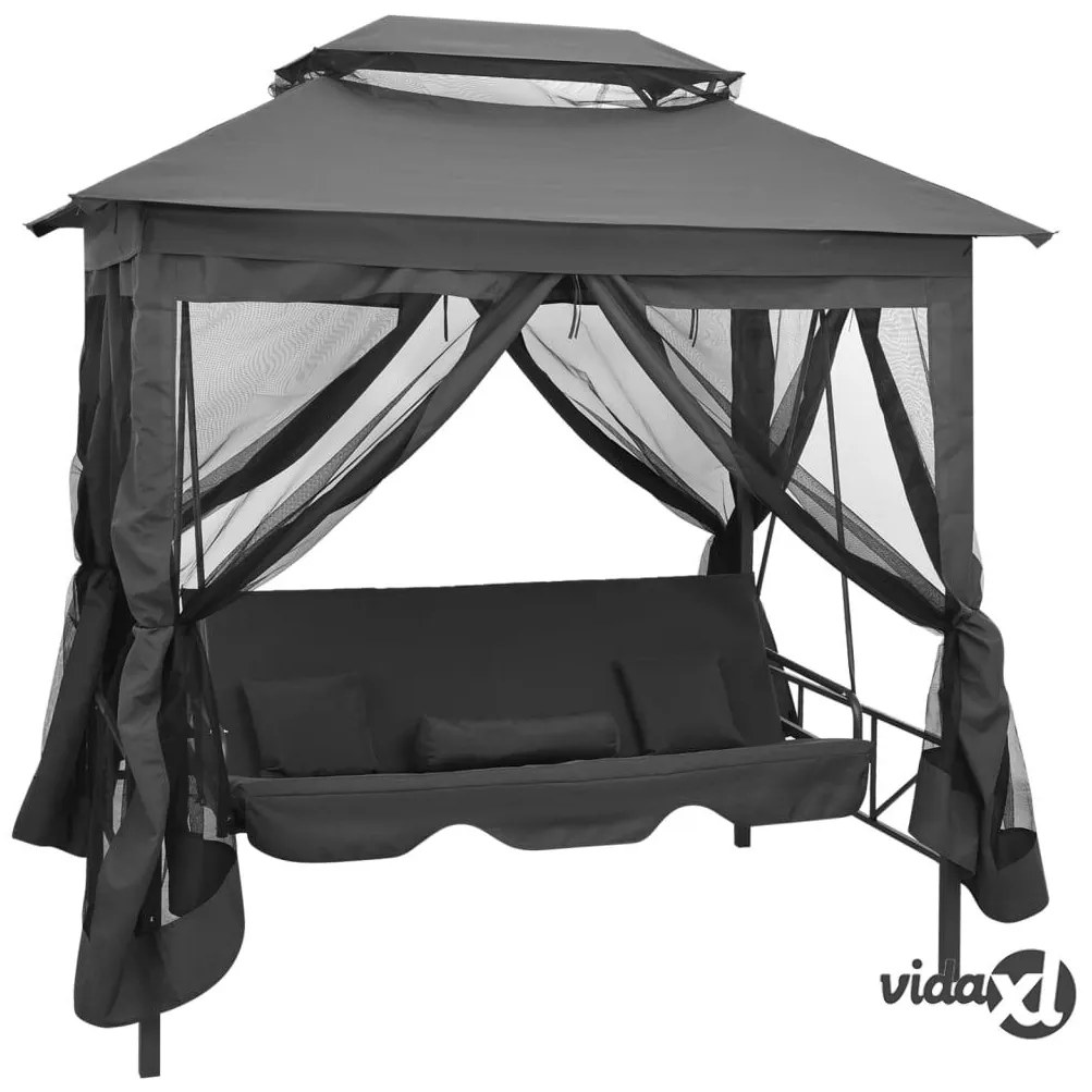 vidaXL Panchina a Dondolo Baldacchino Antracite 220x160x240 cm Acciaio
