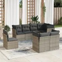 Set Divano da Giardino 8 pz con Cuscini Grigio in Polyrattan 3249769