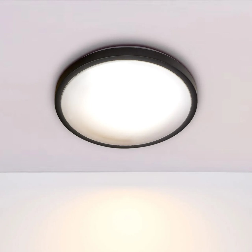 Plafoniera 2xE27 Nera IP44 - Ø330mm da soffitto e parete