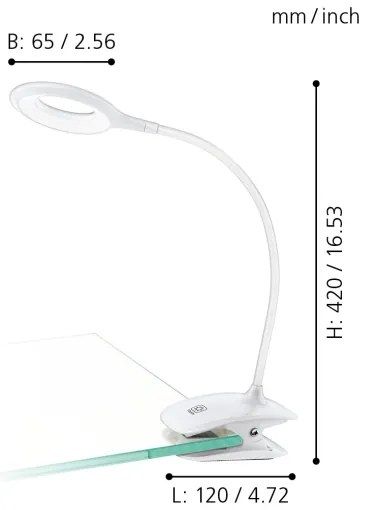 Eglo 97077 - Lampada LED dimmerabile con clip CABADO LED/3W/5V, bianco