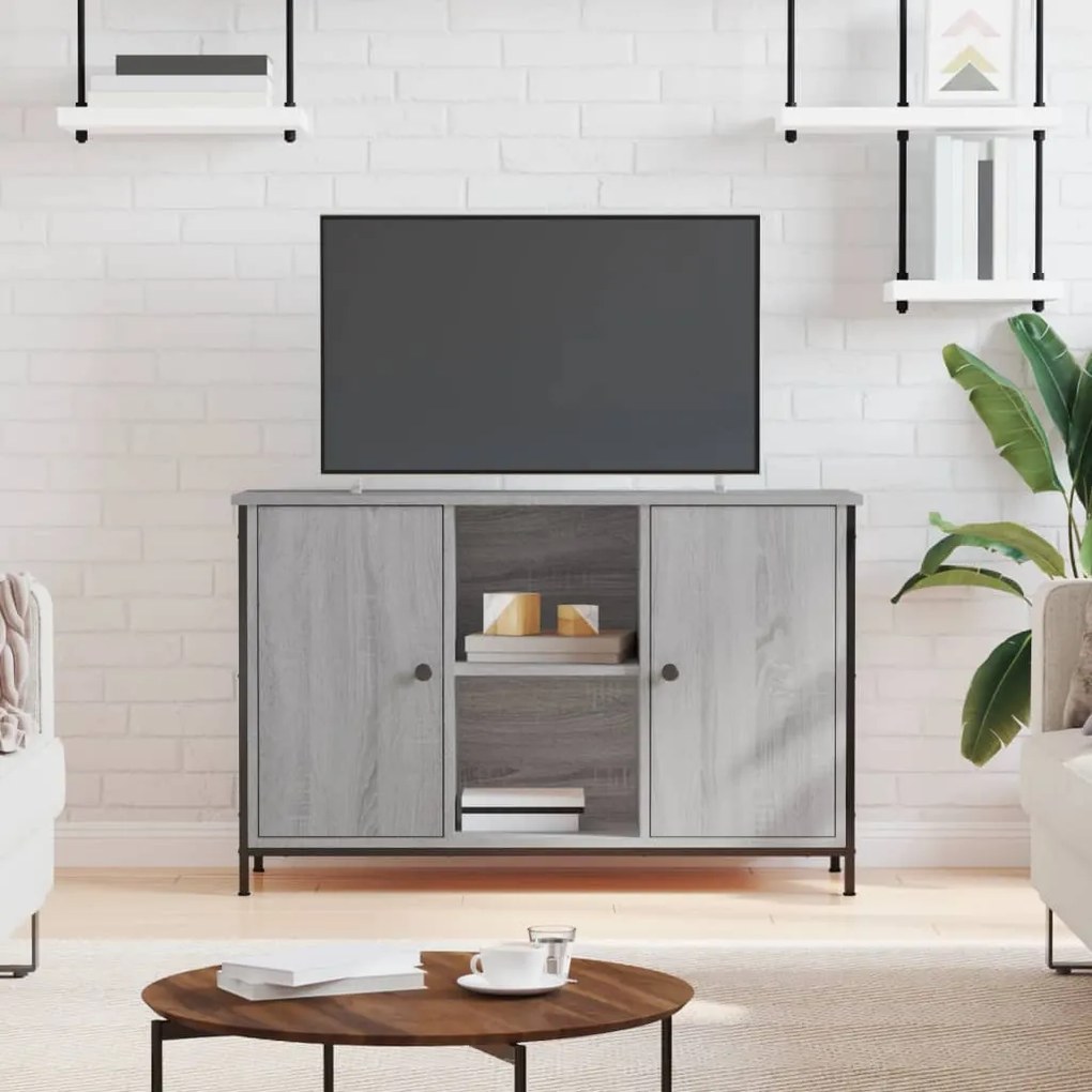 Mobile Tv Grigio Sonoma 100x35x65 Cm İn Legno Multistrato /