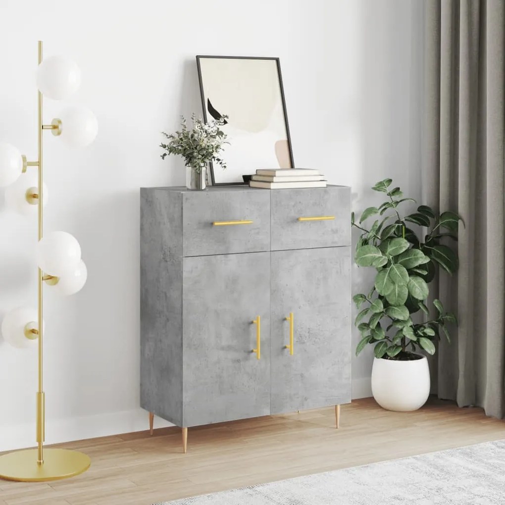 Credenza grigio cemento 69,5x34x90 cm in legno multistrato