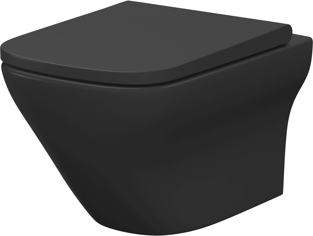 Cersanit Larga vaso wc con copriwater a discesa lenta sospeso senza brida antracite opaco S701-611