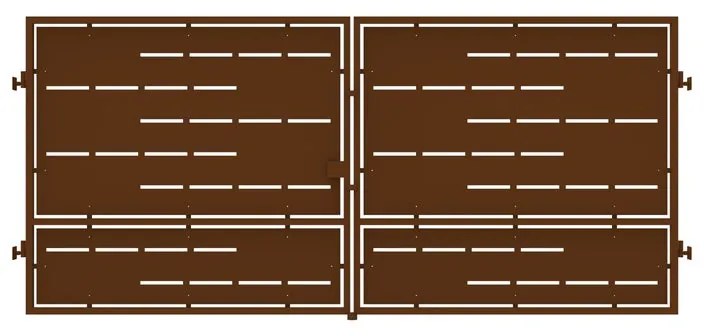 Cancello con serratura elettrica Privacy in ferro, apertura centrale, L 408.5 x H 180 cm, di colore ruggine