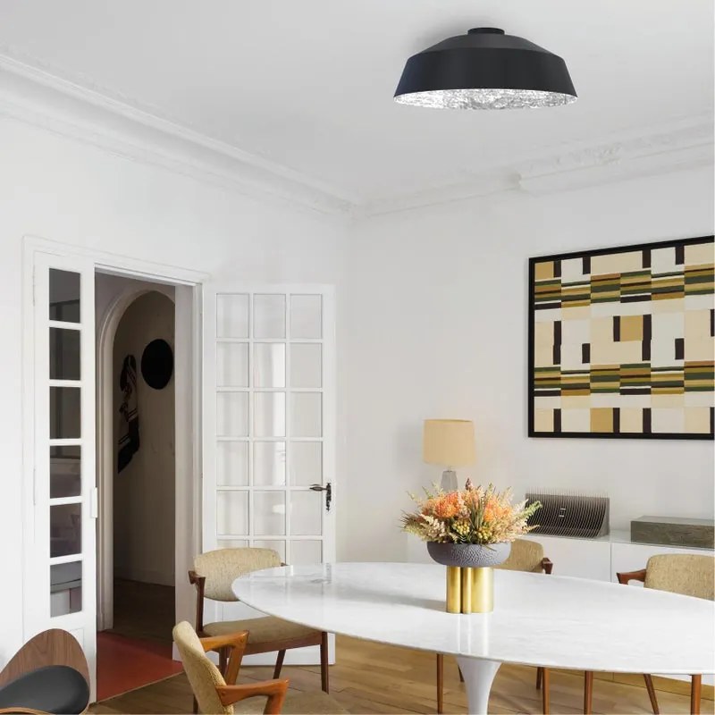 Plafoniera glamour Tokyo bianco, foglia argento ø 50 cm IP20, E27 LUMICOM