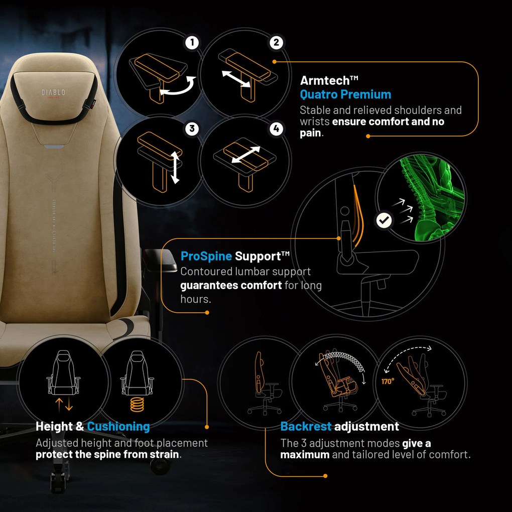 Sedia da gaming Diablo X.Eye Prime Broken Gold Normal Size