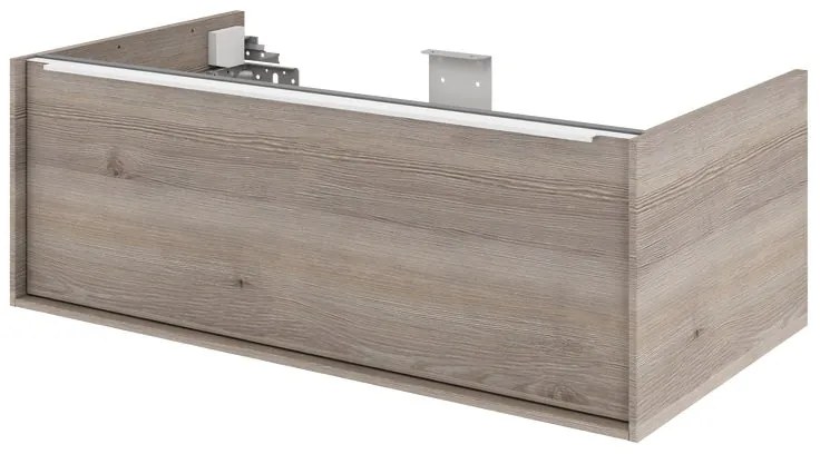 Mobile da bagno sotto lavabo SENSEA Neo bianco, grigio e quercia satinato L 90 x H 32 x P 48 cm 1 cassetto, lavabo non incluso