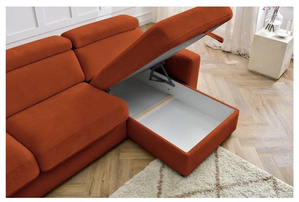 Divano angolare color mattone allungabile (con composizione variabile) Monaco – Bobochic Paris