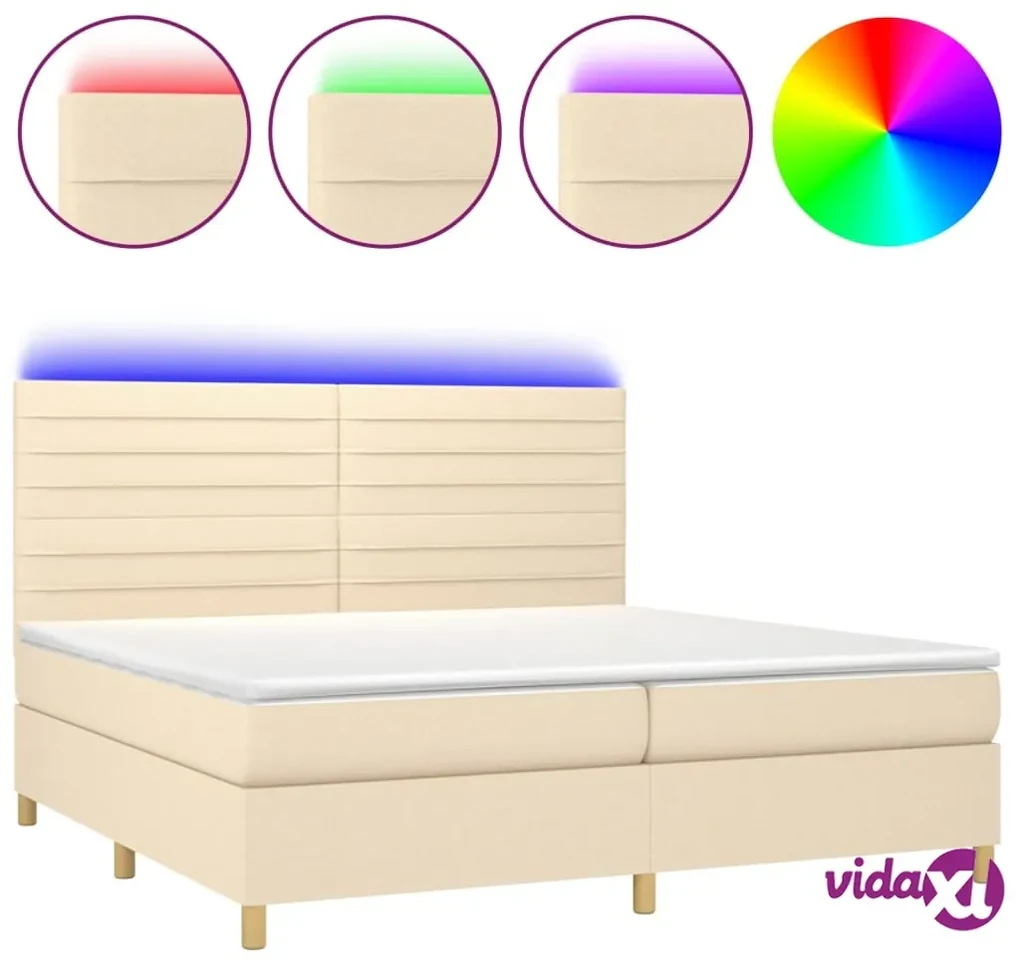 Letto a Molle Materasso e LED Grigio Chiaro 200x200 cm Tessuto