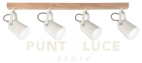 Applique a parete eda bianca e legno 4 luci attacco e14 68,7x6x16,7...