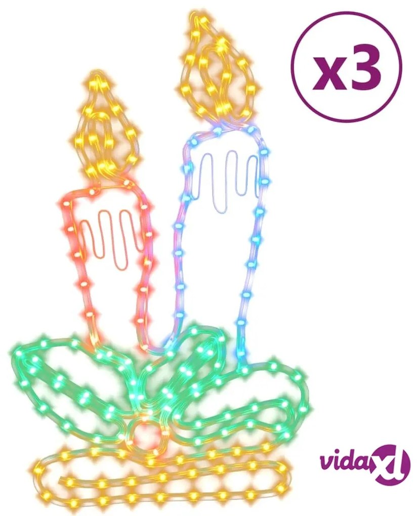 vidaXL Figure Natalizie Candele con 144 LED 3 pz 70x42 cm