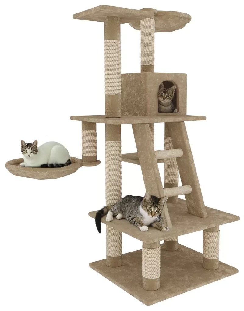 Albero per Gatto con Graffiatoio Cuccia Giocattolo Gatti Parco Giochi Tiragraffi in Sisal Naturale 116 cm