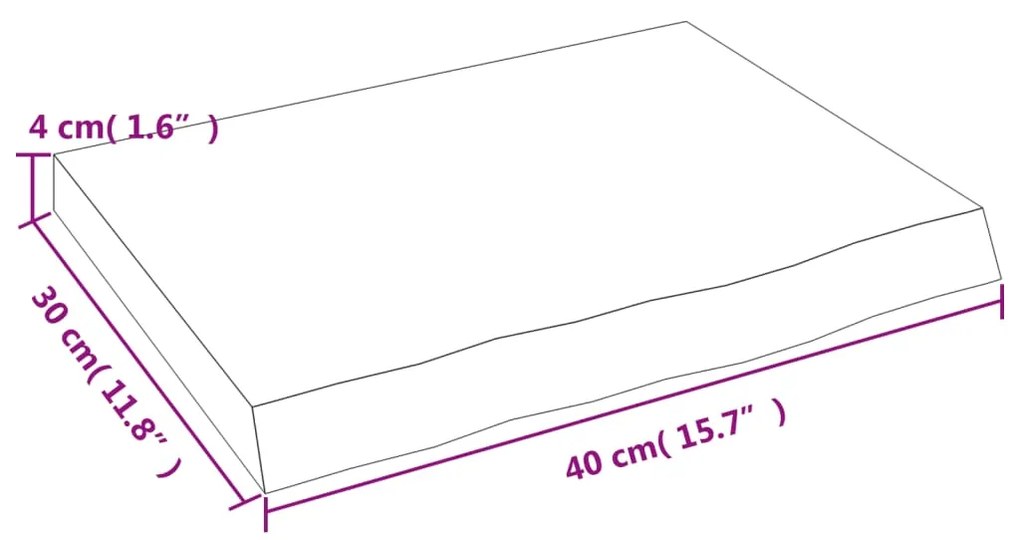 Ripiano muro marrone chiaro 40x30x4 cm massello rovere trattato