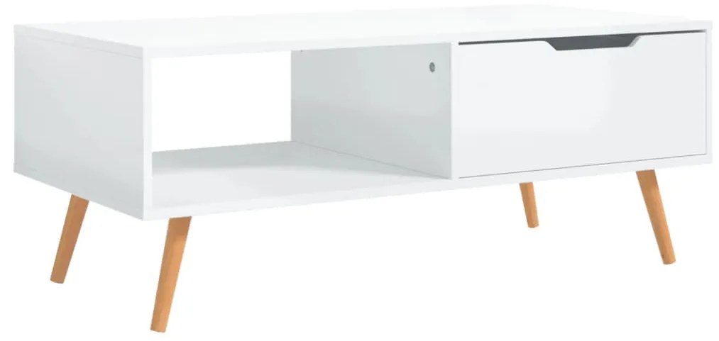 Tavolino Salotto Bianco Lucido 100x49,5x43 cm Legno Multistrato