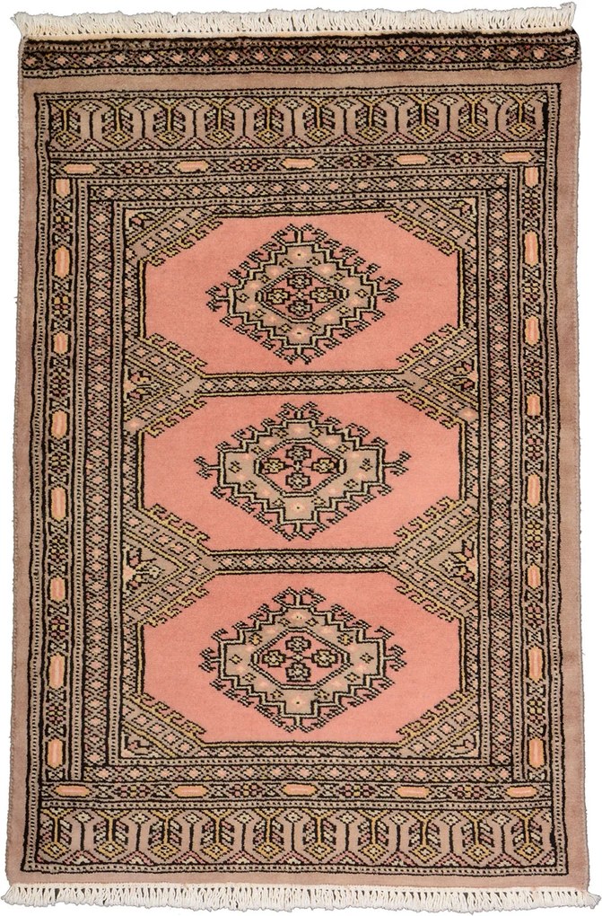 Bokhara Tappeto orientale 90x60 Rosa (Pakistan) Annodato A Mano