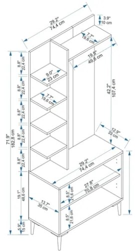 Mobile Ingresso 75 Cm Con Scarpiera E Cappottiera Teris Noce E Antracite