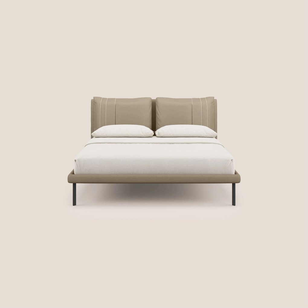 Giselle letto moderno con cuscini testata regolabili con tasche in microfibra impermeabile T11 tortora