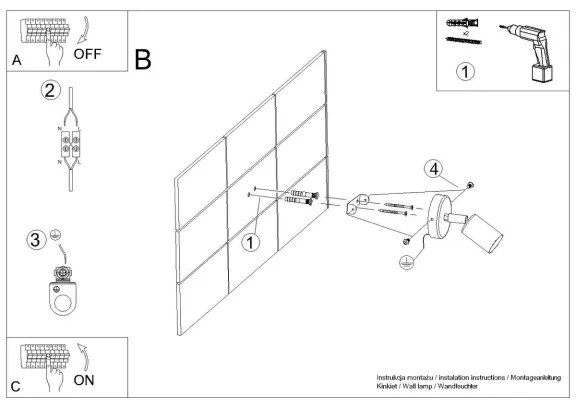 Sollux SL.1120 - Lampada da parete FORNES 1xE27/60W/230V nero