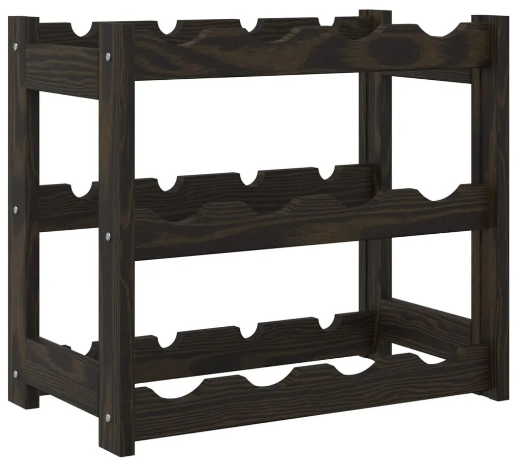 Portabottiglie per 12 bottiglie nero legno massello di pino