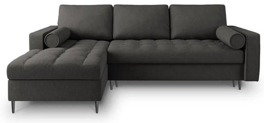 Divano letto angolare grigio scuro, angolo sinistro Santo - Milo Casa