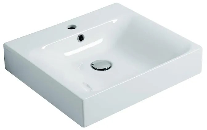 Lavabo sospeso quadrato Cento60 cm H 10 x P 45 cm in ceramica bianco