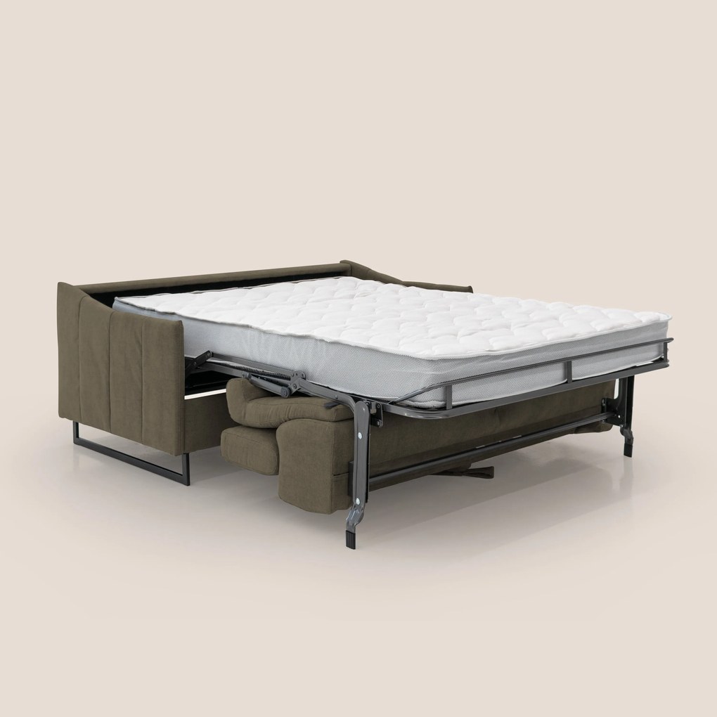 Loto divano letto salvaspazio materasso H18 cm con piedi alti in morbido tessuto impermeabile T14 marrone