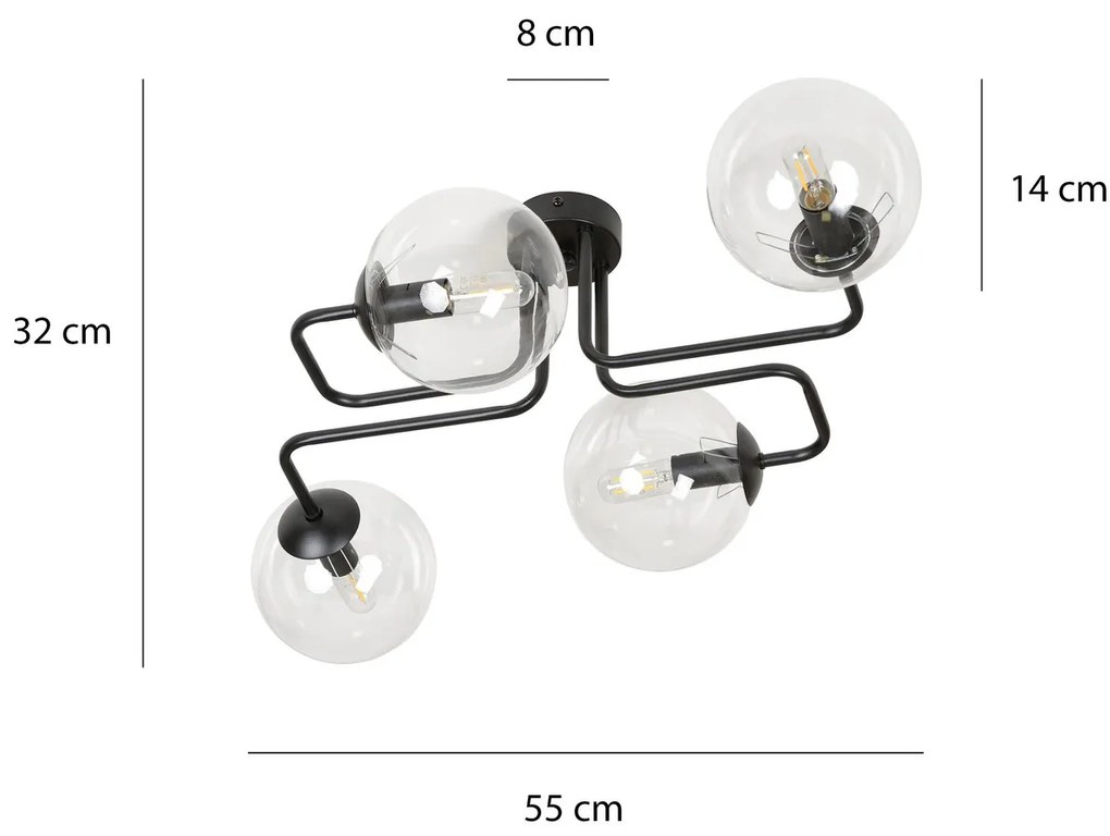 Lampadario da Soffitto BRENDI 4 in acciaio e vetro 4xE14