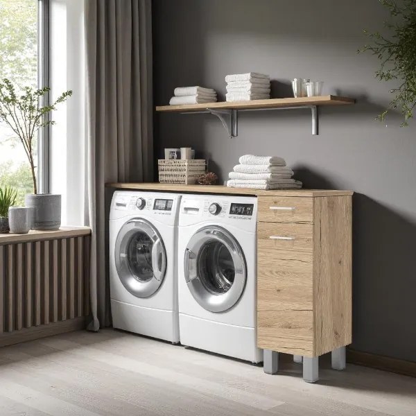 Mobile multiuso 35x34 con anta e cassetto GAIA Quercia Naturale