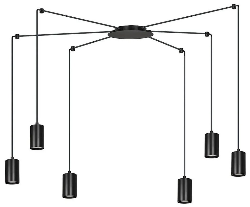 Lampadario a Sospensione in Acciaio TRAKER 6 BLACK e WHITE
