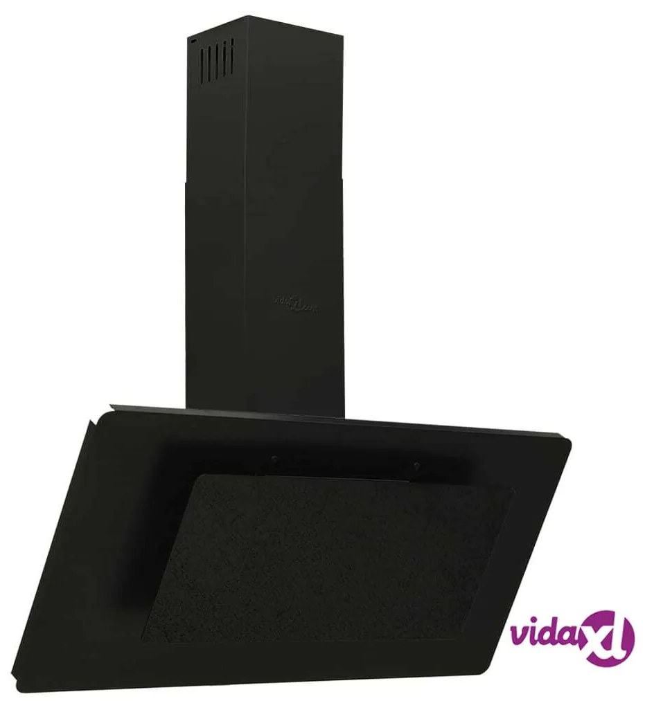 vidaXL Cappa a Parete 90 cm in Acciaio Inox e Vetro Temperato Nero