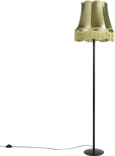Lampada da terra retrò nera con paralume verde granny 45 cm - Simplo