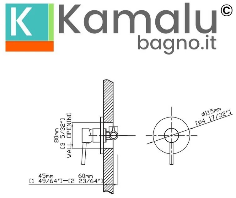 Kamalu - miscelatore doccia da incasso in acciaio inox finitura oro rosa| kam-arte oro rosa