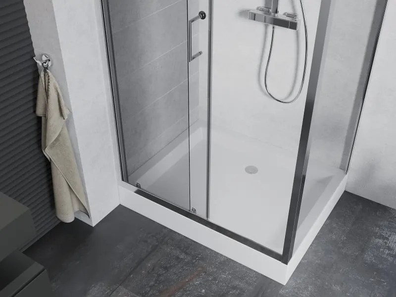 Mexen Apia cabina doccia scorrevole 100 x 80 cm, trasparente, cromo + piatto doccia Rio - 840-100-080-01-00-4510