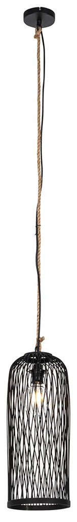 Lampada a sospensione da esterno rustica in rattan nero 25 cm - Calamus
