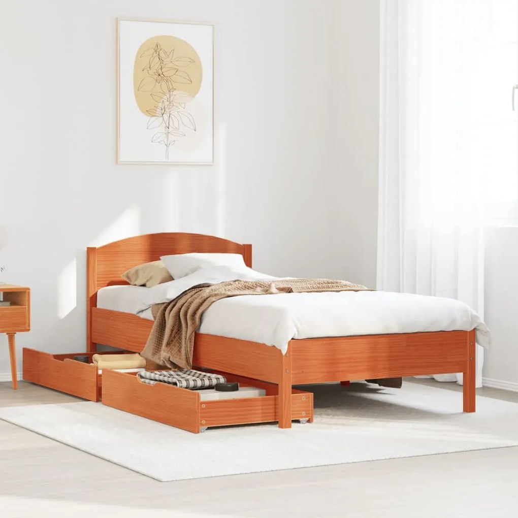 Letto senza materasso marrone cera 100x200 cm in legno di pino