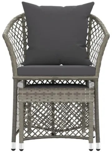 Set di Divani da Giardino 2 pz con Cuscini in Polyrattan Grigio