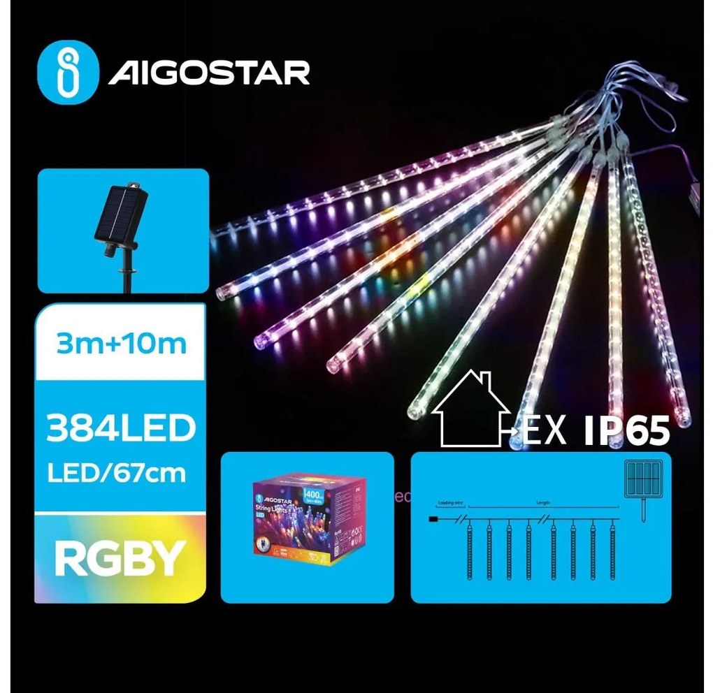 Aigostar - Catena di Natale solare a LED 384xLED/13m IP65 multicolore