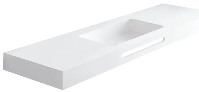 Lavabo sospeso rettangolare Zen L120 H 10 x P 46 cm in acrilico bianco