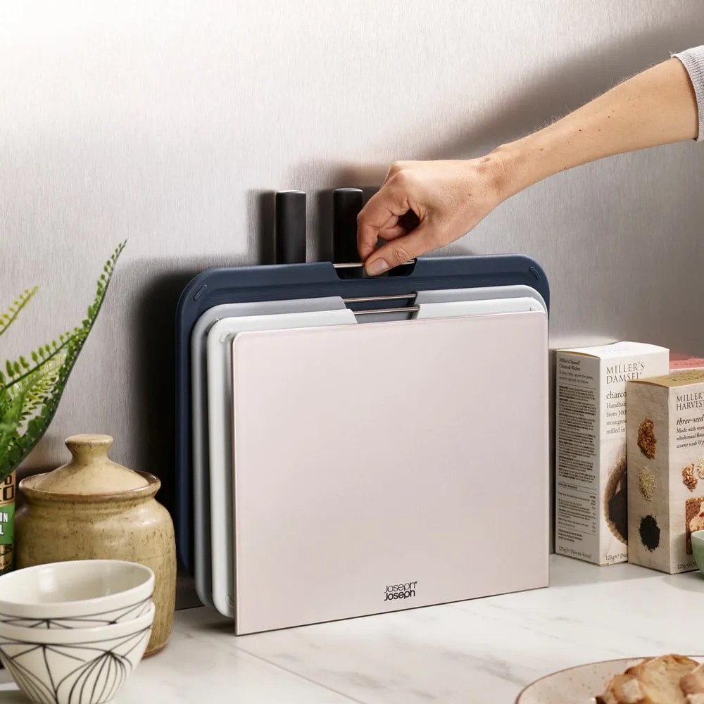 Set di 3 taglieri e coltelli con supporto Nest Plus - Joseph Joseph