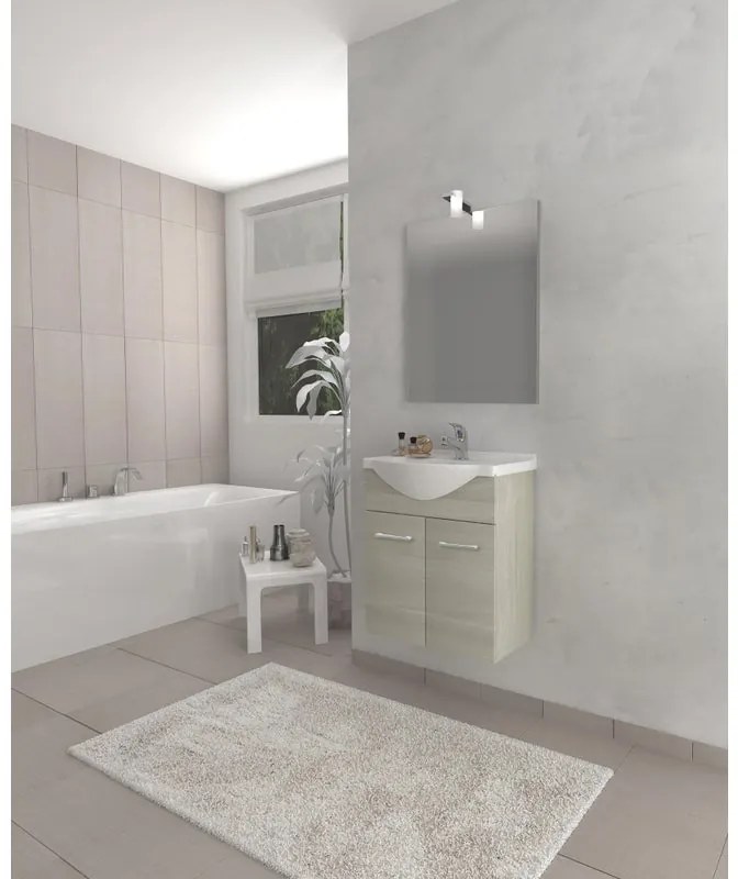 Mobile sottolavabo e lavabo con illuminazione Ginevra rovere grigio L 56 x H 70 x P 42.5 cm 1 vasca, 2 ante