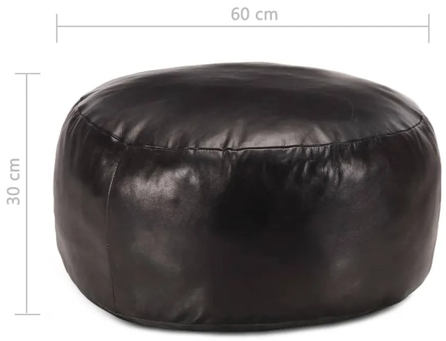 Pouf nero 60x30 cm in vera pelle di capra