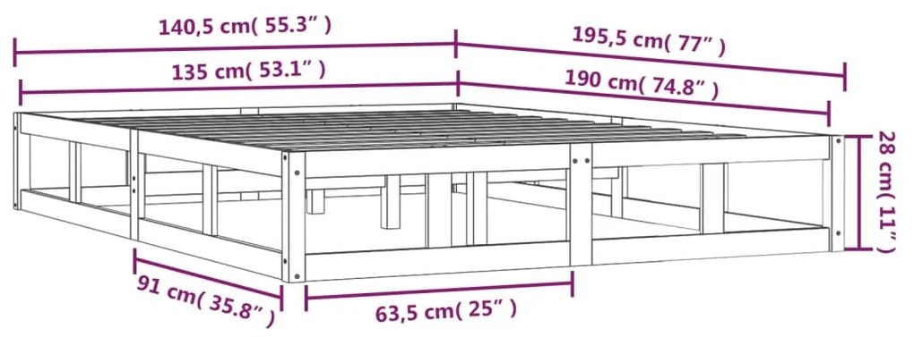 Giroletto Miele 135x190 cm Double in legno Massello