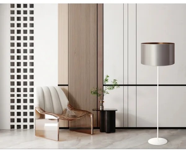 Duolla - Lampada con piedistallo CANNES 1xE27/15W/230V diametro 45 cm argento/rame/bianco