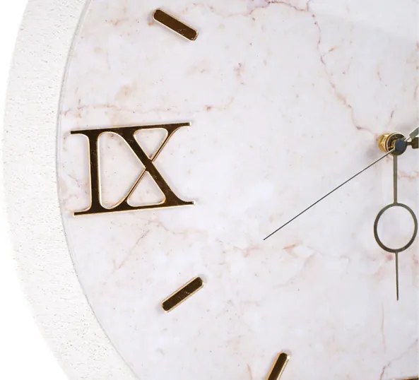 Orologio da parete D 57 cm - Moderno con Effetto Marmo Bianco dettagli oro