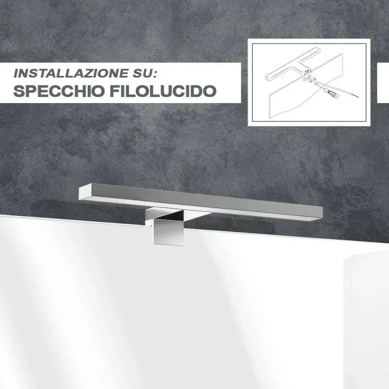 Applique LED per specchio 30 cm luce naturale e doppia installazione