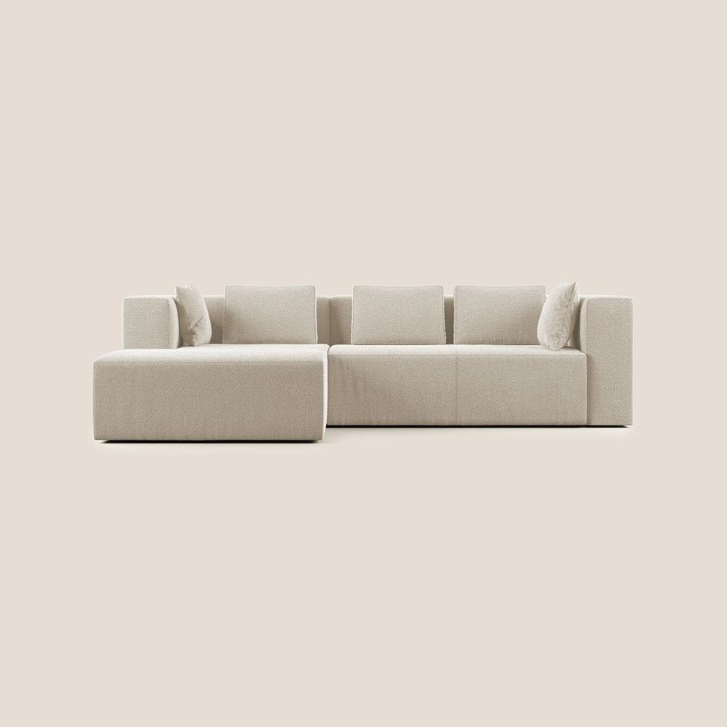Nettuno divano angolare componibile in morbido tessuto bouclè T07 bianco destro