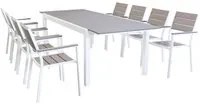 MONTY - set tavolo da giardino con sedie allungabile 180/240x100 Posti: 8, Colore: Bianco